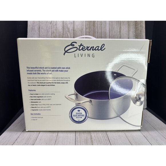 Eternal Living Stock Pot Non Stick Ceramic Coated 4.5 Quart w Lid SBS Collection - Picture 3 of 7